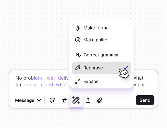 AI live chat in Text App for multi-channel support
