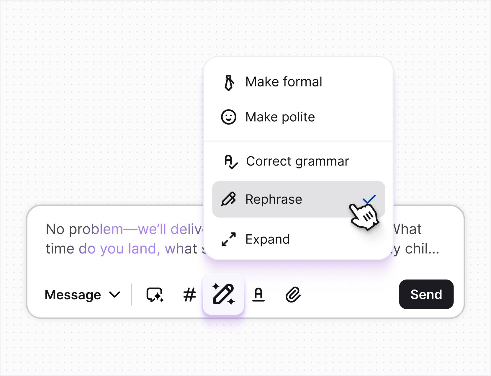 AI live chat in Text App for multi-channel support
